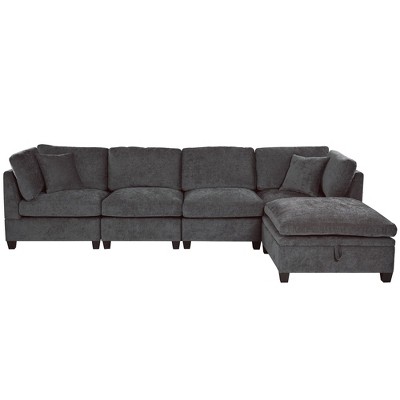 NicBex Modern 127.6" Sectional Sofa Modular L Shape Sofa Couch with Removable Storage Ottoman for Living Room Apartment
