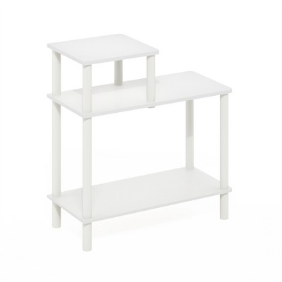 Furinno Turn-N-Tube 3-Tier Rectangular Sofa Side Table, End Table with Open Shelves, White/White