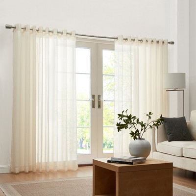 Ivory Extra Wide Sheer Grommet Top Polyester Curtains
