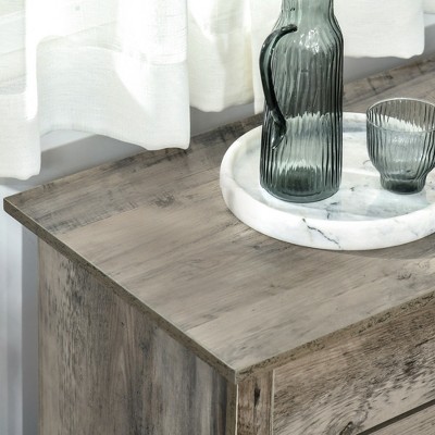 Gray Wash Rustic Farmhouse Barn Door Style Sideboard Cabinet