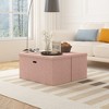 VECELO Folding Storage Ottoman Bench, End of Bed Linen Fabric Foot Rest Stool with Padded Seat, Large Footstool for Bedroom or Living Room - 2 of 4