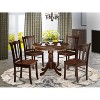 HomeStock 5-Piece Mahogany Finish Solid Wood Top Dining table with 4 Chairs with Slat Back - 2 of 4