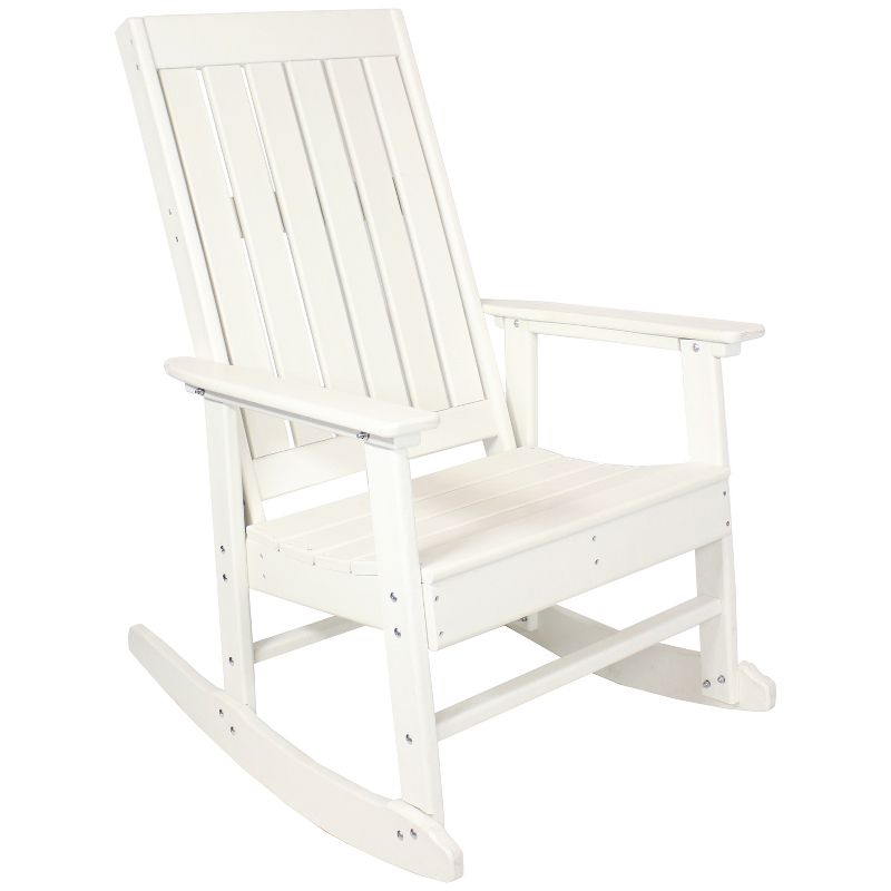 Sunnydaze Outdoor Rustic Comfort HDPE Rocking Chair - 300 lb Capacity - White, 1 of 10