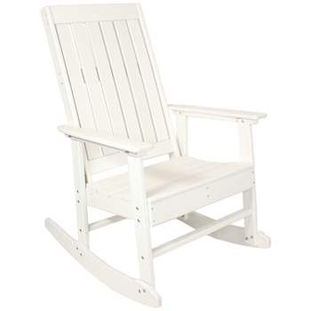 Sunnydaze Outdoor Rustic Comfort HDPE Rocking Chair - 300 lb Capacity - White