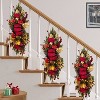 Puleo 28" Pre-Lit Battery-Operated Red Ribbon Banister Swag - 4 of 4