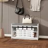 KWPZQEB Modern Shoe Storage Bench, Enterway Bench with Padded Seat Cushion, Shoe Organizer with 2 Sliding Doors, Shoe Cabinet for Hallway, Entryway - 4 of 4