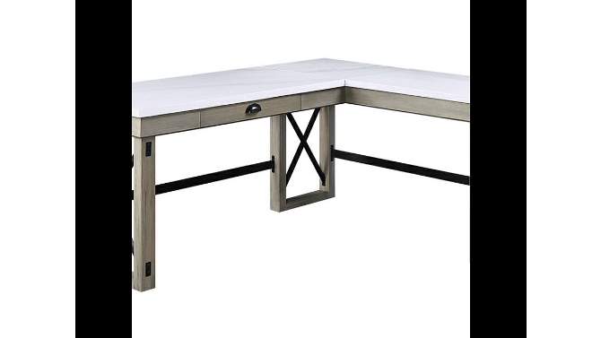 67&#34; Talmar Marble Top Writing Desk Rustic Oak Finish - Acme Furniture, 2 of 10, play video