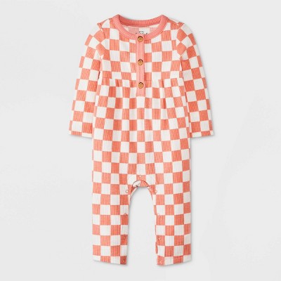 Image of Baby Girls' Checkered Romper - Cat & Jack™ Pink 3-6M