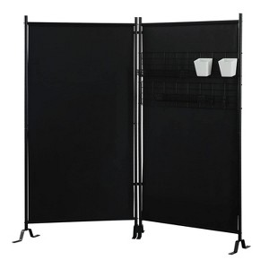 Proman Galaxy II Room Divider (2 Panels, 24" Each) with Rack – Includes Bins, Hooks, Trays & Wire Nets – Black, Indoor/Outdoor Use - 1 of 4