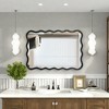 Vynxaria 40" x 28" Solid Wood Wavy Rectangle Mirror - Black Wall Decor for Bathroom, Bedroom, Living Room & Entryway - 2 of 4