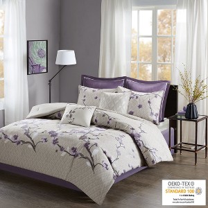 Gracie Mills Isaac 200 TC 8-Piece Floral Cotton Sateen Comforter Set - 1 of 4