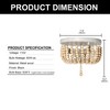 YANSUN 3-Light Boho Farmhouse Drum Flush Mount Ceiling Light Fixture Wood Beaded Chandelier for Hallway Baby's Nursery Bedroom - 2 of 4