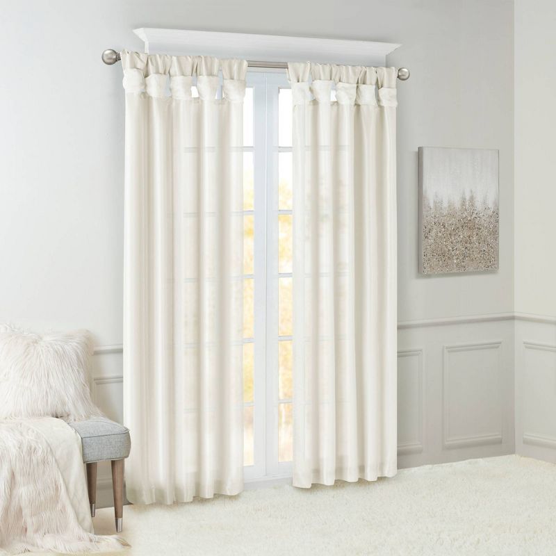 Lillian Twisted Tab Light Filtering Lined Curtain Panel, 3 of 14