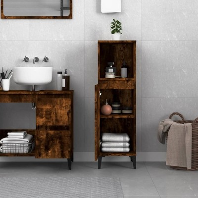 CLIHOME 39.4 in H Bathroom Storage Cabinet Engineered Wood Display Cabinet Home Organiser Furniture With Metal Legs