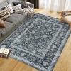Area Rug for Living Room, Machine Washable Boho Rug for Bedroom, Low Pile Lightweight Thin Floral Vintage Distress Print Pattern Carpet - 2 of 4