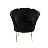 Velvet Barrel Accent Chair with Scalloped Back, Channel Tufting and Metal Legs for Living Room - 3 of 4