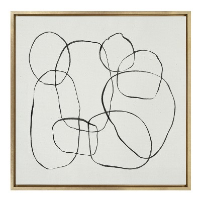 30" x 30" Bright Gold Framed Abstract Canvas Art