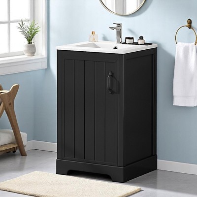 Mshliw 20" Bathroom Vanity with Ceramic Sink, Soft Close Door, Storage Rack and Adjustable Shelf