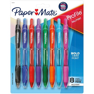 Paper Mate Profile 8pk Ballpoint Pens 1.4mm Bold Tip Multicolored