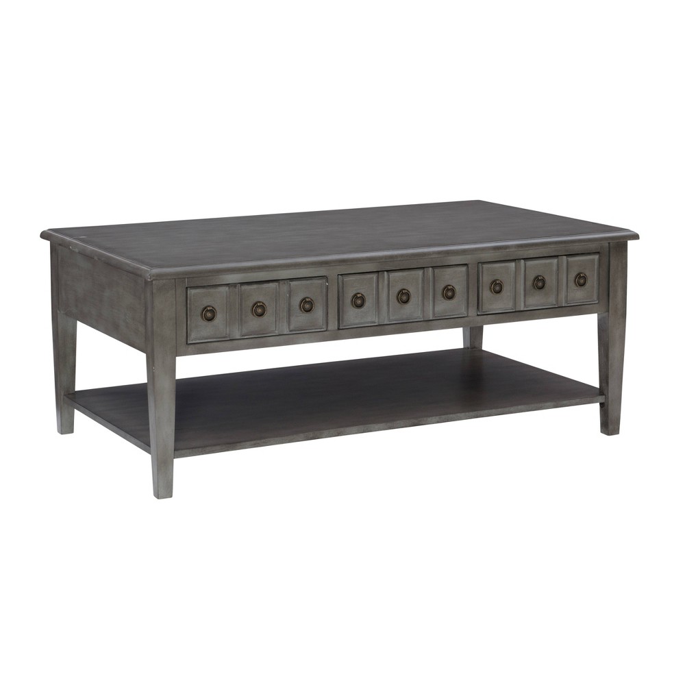 Photos - Coffee Table Calinda Farmhouse  3 Large Double Side Storage Drawers Distres