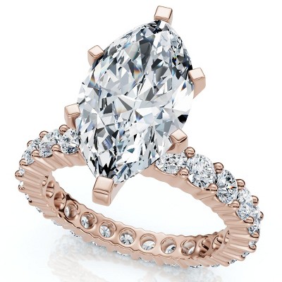 Pompeii3 Certified 4.40Ct Marquise Eternity Engagement Ring 14k Gold or Pt Lab Created