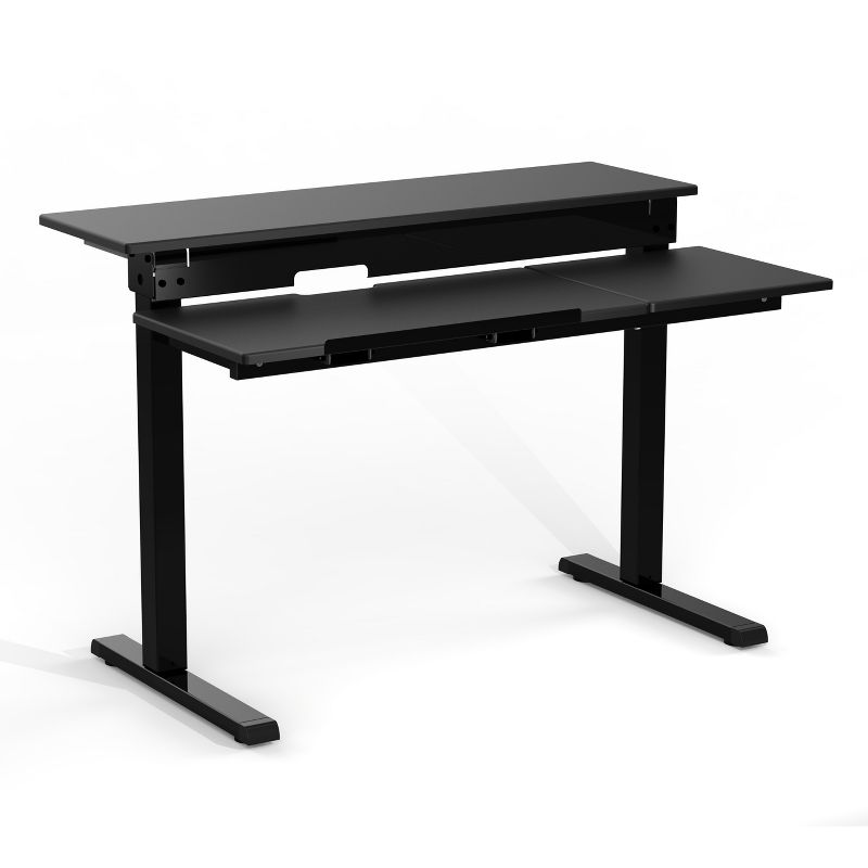 Stand Up Desk Store 40" Manual Adjustable Height Split Level Drafting Table Ergonomic Desk with Monitor Shelf (Black/Black), 2 of 5