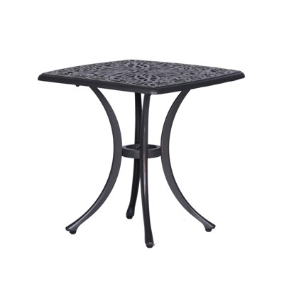 INFURNIC Patio End Tables Aluminum Square Accent Table with Weather Resistant Design for Outdoor Spaces, Gunmetal, 21"*21"*21"