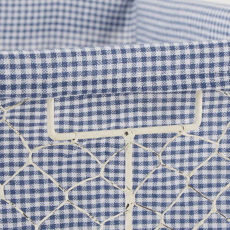 Design Imports Set of 2 M Antique White Chicken Wire French Gingham Check Liner Baskets Blue/White, 4 of 8