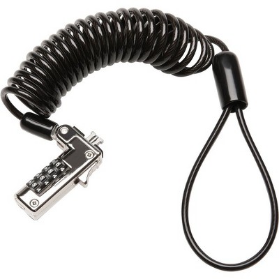 Kensington Slim NanoSaver Portable Combination Lock - Resettable - 4-digit - Black - Plastic, Carbon Steel - 6 ft - For Notebook