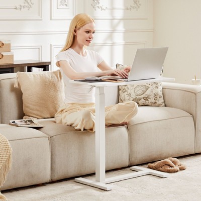 NicBex Home Office Desk Morden Standing Desk with Wheels and Wooden Desktop Height Adjustable Small Computer Desk for Study and Work