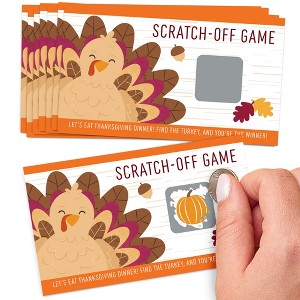 Big Dot of Happiness Fall Turkey Scratchers, Fun Happy Thanksgiving Dinner Party Family-Friendly Activity, Party Game Scratch Off Cards - 22 Count - 1 of 4