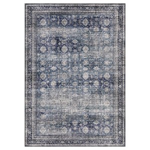 Vintage Washable Floral Print Living Room Rugs, Indoor Farmhouse Soft Bedroom Carpet, Low Pile Floor Cover for Dining Room Kitchen - 1 of 4