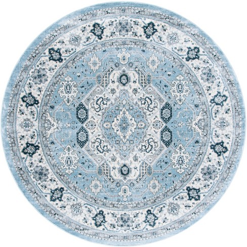 Isabella Isa916 Power Loomed Area Rug - Blue/creme - 4' Round ...