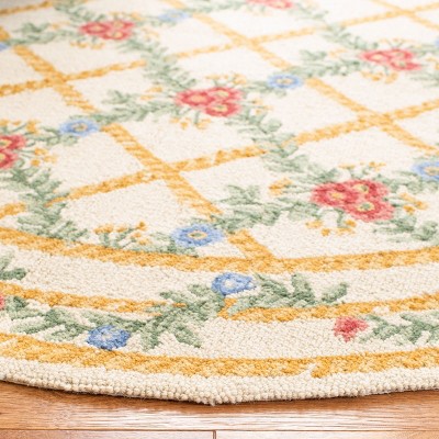 Ivory Floral Hand-Knotted Wool Rectangular Area Rug