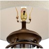 Franklin Iron Works Andreas Industrial Table Lamp 26" High Brown Metal with Nightlight LED and USB Charging Port Oatmeal Shade for Living Room Desk - 3 of 4