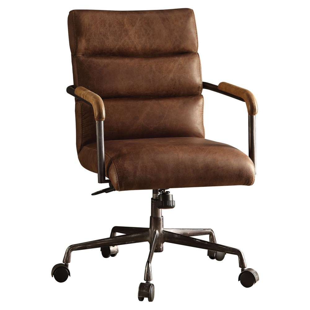 Task and Office Chairs Brown - Acme Furniture: Harith Adjustable, Wheeled, Leather Upholstered