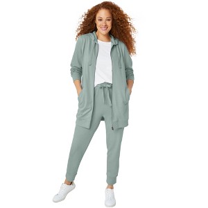 ellos Plus Size French Terry Long Zip Front Hoodie - 1 of 4