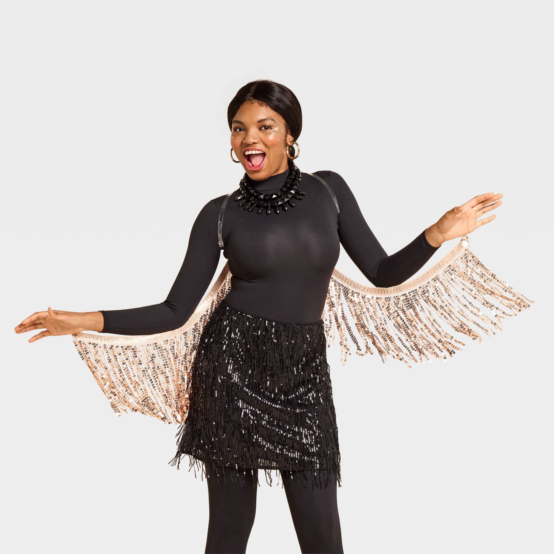 Women's Costume Sequin Fringe Wings - Hyde and EEK! Boutique™ Rose Gold One Size