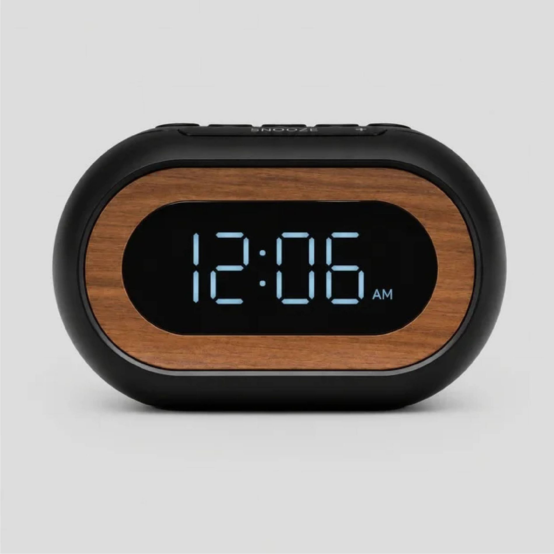Capsule Alarm Table Clock Black - Capello: LED Display, Wood Accent, Modern Bedroom & Bedside Design