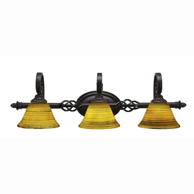 Toltec Lighting Elegante 3 - Light Vanity in  Dark Granite with 7" Firré Saturn Shade