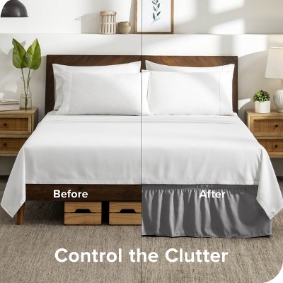 Full Light Gray Ruffled Polyester Wrap Around Bed Skirt