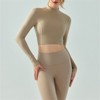 Clotth Women's Yoga Top - Stand Collar Long Sleeve, Droplet Cup, Hollow Back Design, Running Workout Tights, Autumn and Winter Yoga Wear - 4 of 4