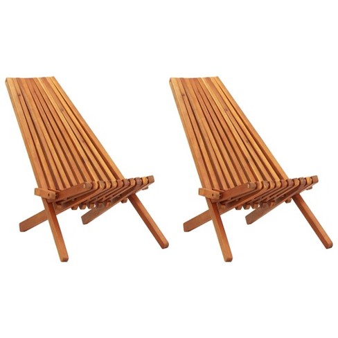 vidaXL Folding Patio Lounge Chairs 2 pcs Solid Acacia Wood - image 1 of 4