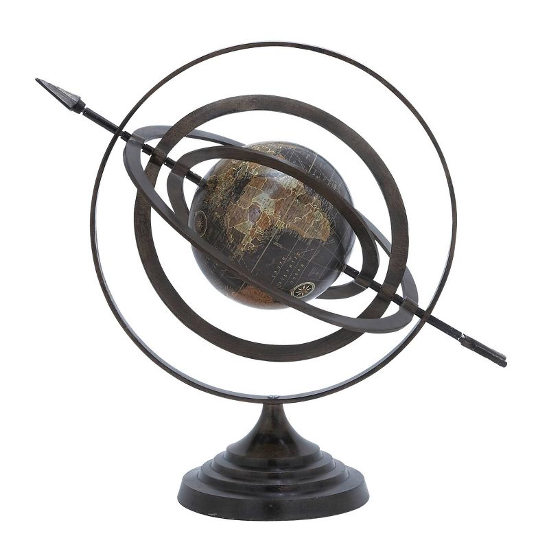 18&#34; x 18&#34; Industrial Aluminum Armillary Globe Black - Olivia &#38; May, 1 of 8