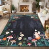 Washable Modern Farmhouse Living Room Rugs, Cottagecore Soft Non Slip Bedroom Carpet, Floral Rabbit Print Dining Room Rugs - 3 of 4