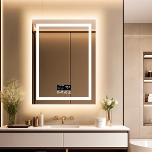 ARTLOGE Smart LED Illuminated Fog-free Rectangle Bathroom Mirror Bluetooth Speaker Digital Display - 1 of 4