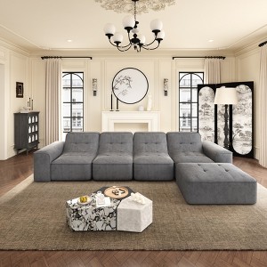ModernLuxe Modular Sectional Sofa, DIY Sparkling Chenille Upholstered Tufted Sofa Couch, 3-Seat/5-Seat with Ottoman, No Assembly - 1 of 4