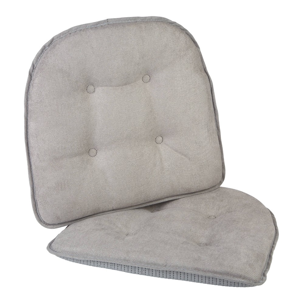 Gripper 15" x 16" Non-Slip Twillo Tufted Chair Cushions Set of 2 - Gray: Indoor Dining Room Kitchen Seat Pads