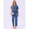 INSPIRE CHIC Womens Silky Pajama Sets Soft Lounge Sets Summer Pajamas Satin Short Sleeve V-neck - 4 of 4