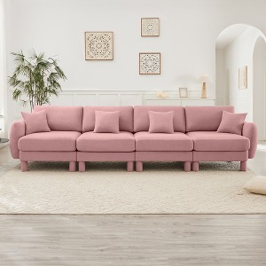 Straight Sectional Sofas with Shell-Shaped Armrests and Cylindrical Wrapped Legs Modern Elegant Design - 1 of 4